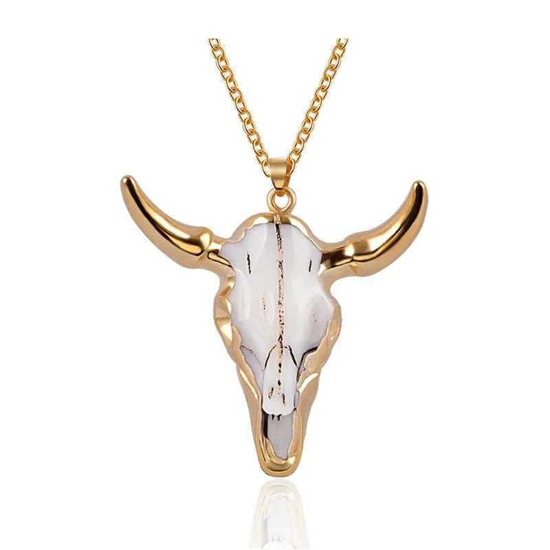 Luxury Marble Bull Pendant Necklace