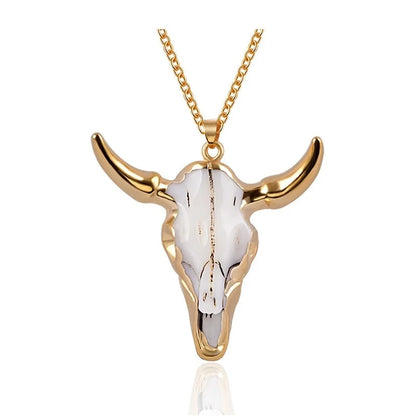 Luxury Marble Bull Pendant Necklace