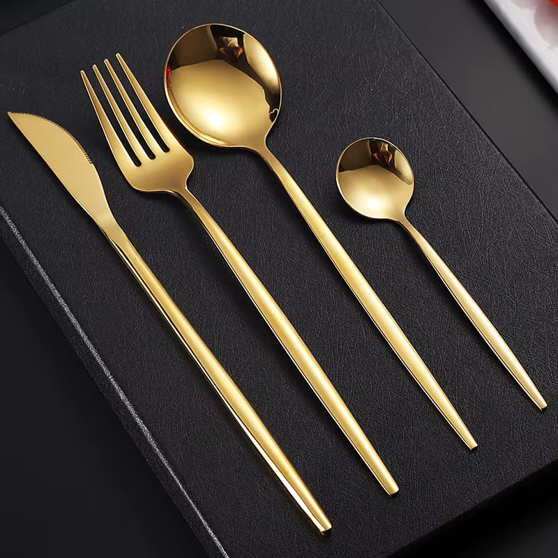 Minimalist Matte Gold Flatware Set