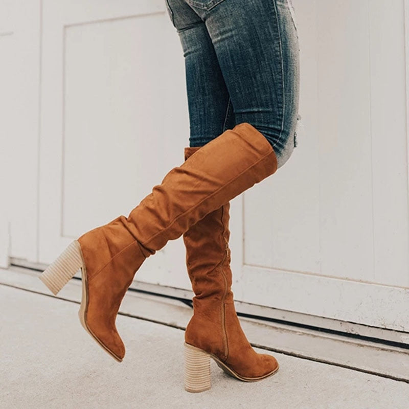 Luxury Suede Mid Calf Boots - Nocini