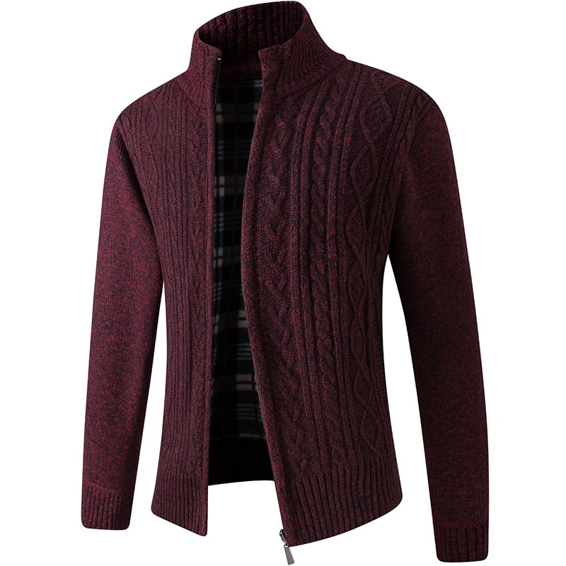 Cozy Mens Zip Up Crew Neck Sweater