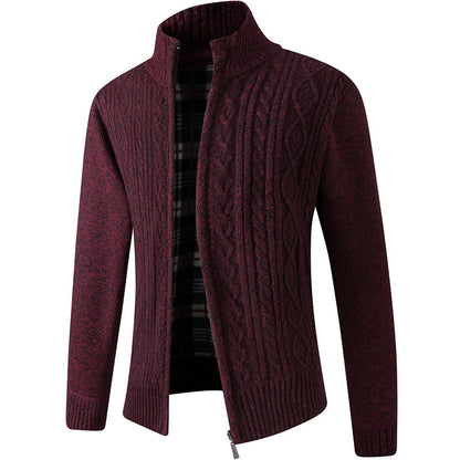 Cozy Mens Zip Up Crew Neck Sweater