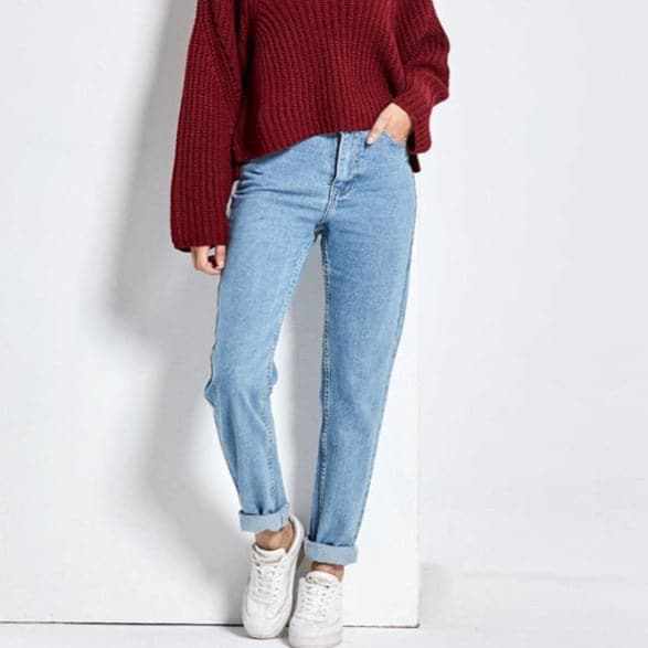 Women's High Waisted Relaxed Fit Casual Jeans - Nocini