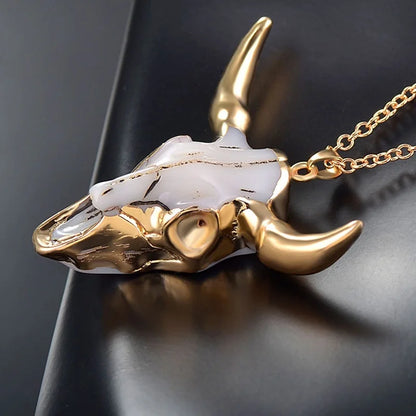 Luxury Marble Bull Pendant Necklace