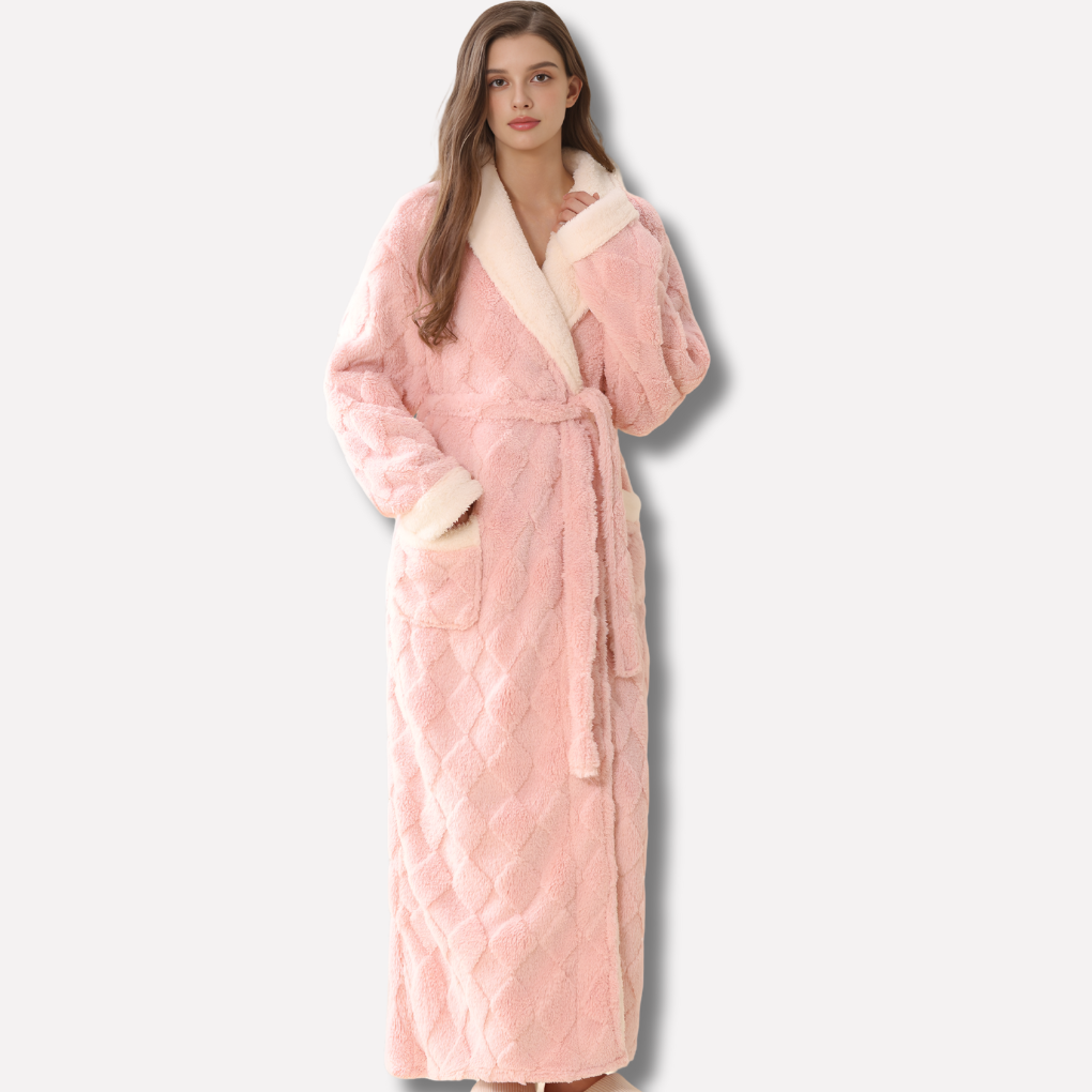 Plush Ladies Thick Hooded Fleece Bathrobe - Olytrend