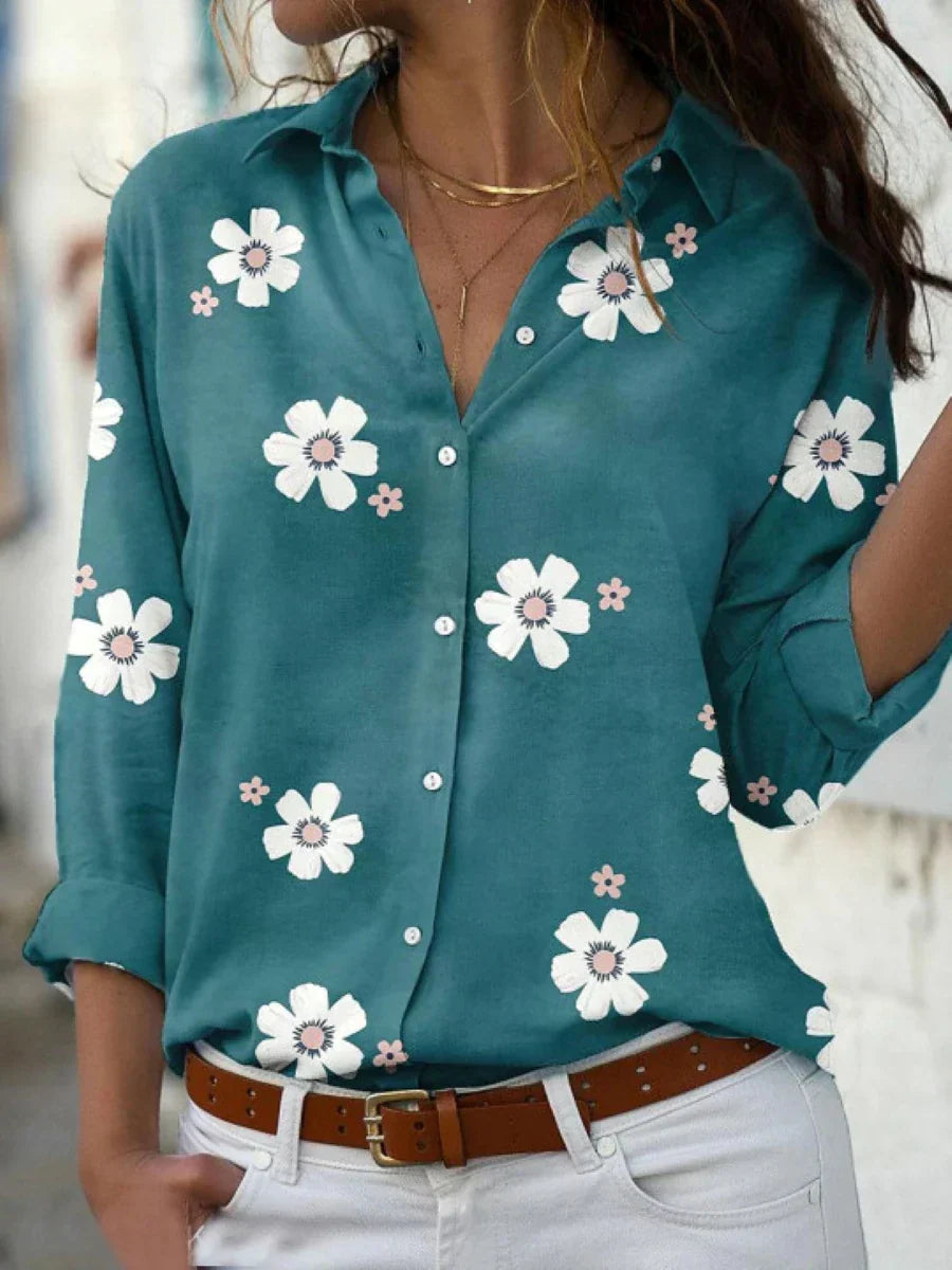 Ladies Classic Floral Short Sleeve Shirt
