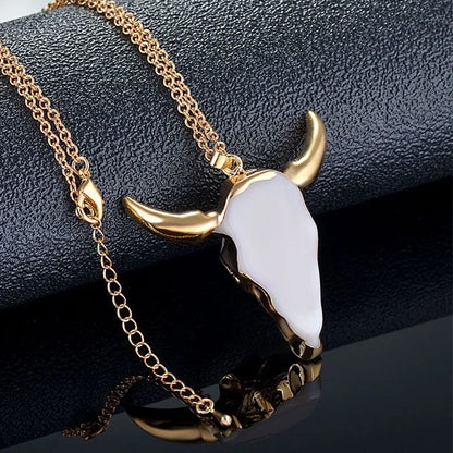 Luxury Marble Bull Pendant Necklace