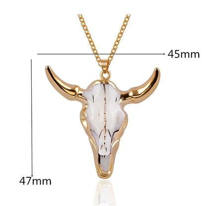 Luxury Marble Bull Pendant Necklace
