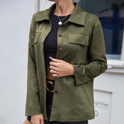Soft Leather Jacket - Relaxed Fit - Button Front and Pocket