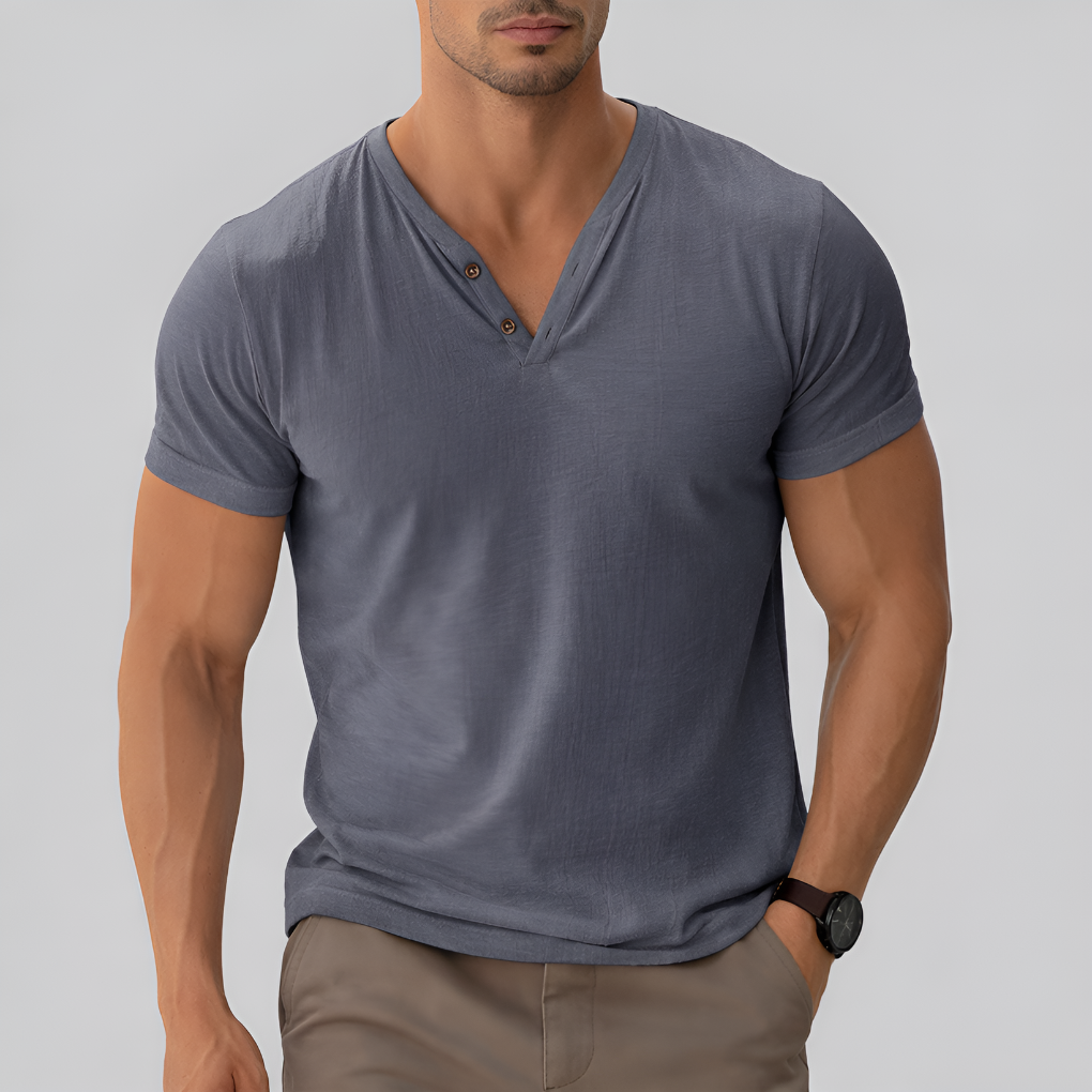 Simple V-Neck Mens Shirt