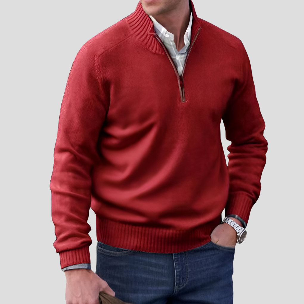 Classic Zip Neck Cotton Sweater
