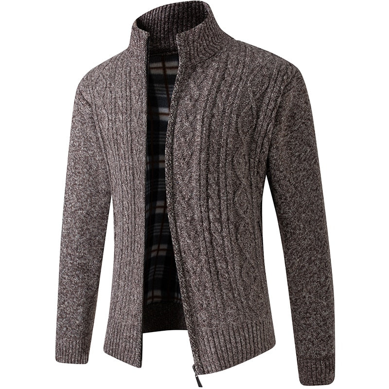 Cozy Mens Zip Up Crew Neck Sweater