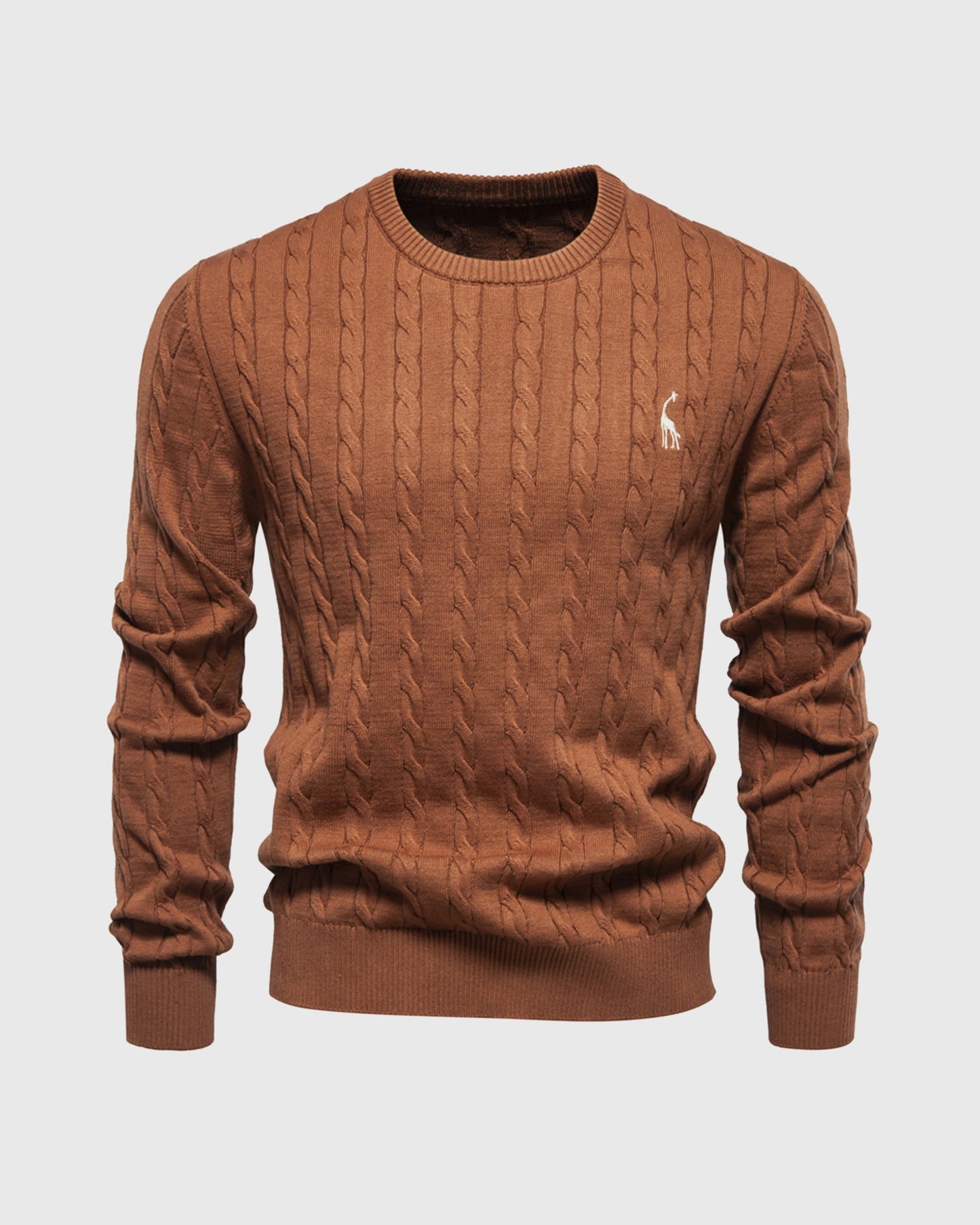 Classic Crew Neck Soft Cable Knit Sweater
