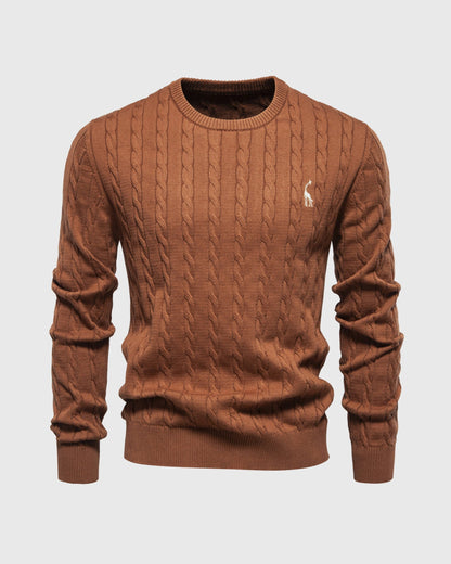 Classic Crew Neck Soft Cable Knit Sweater