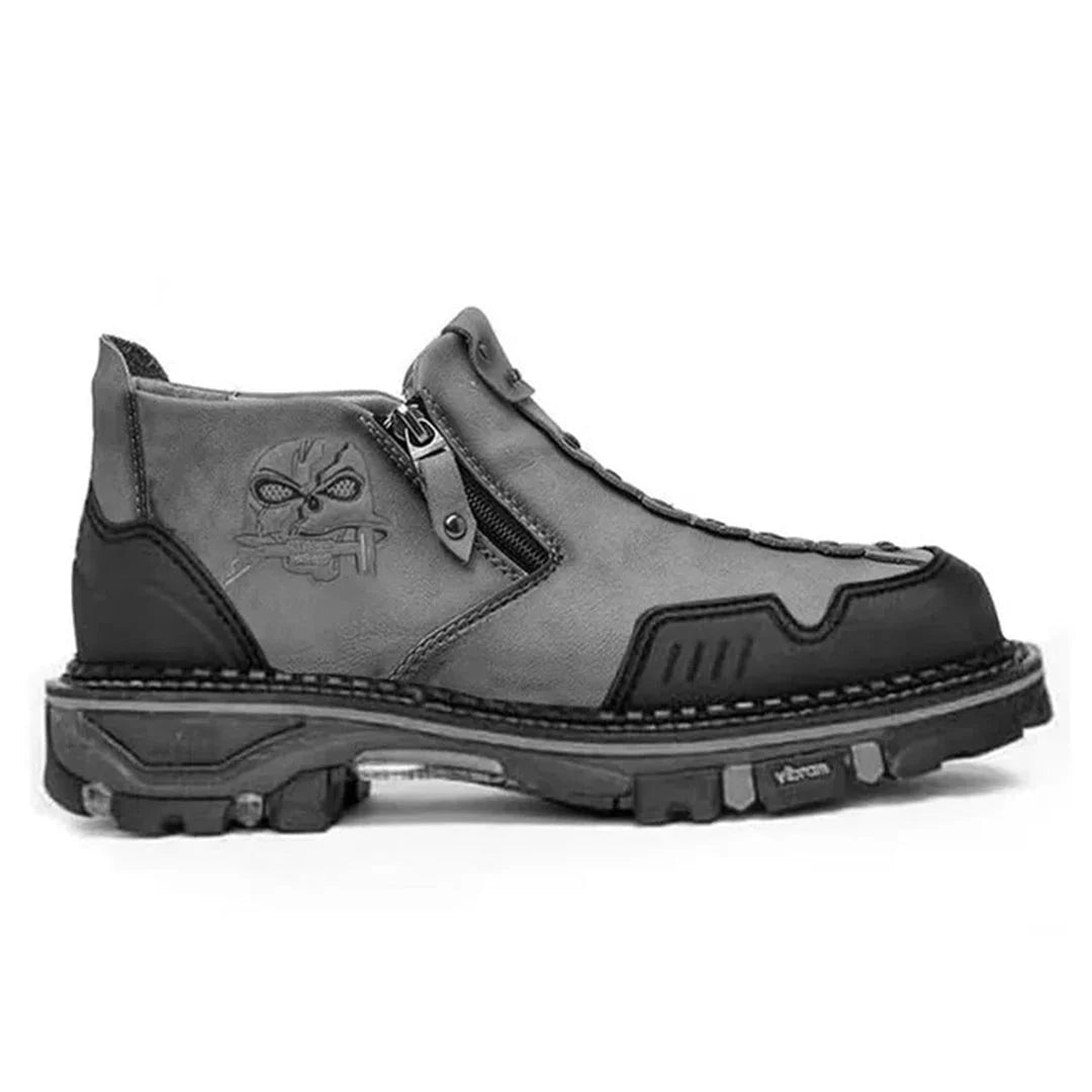 Tough Leather Ankle Boots with Edgy Detail - Olytrend