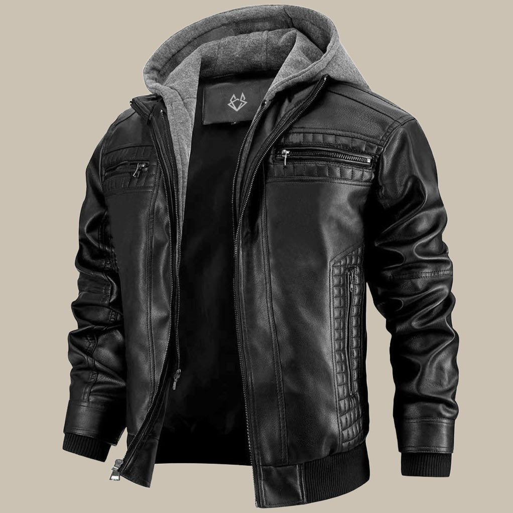 Men's Classic Leather Biker Jacket - Nocini