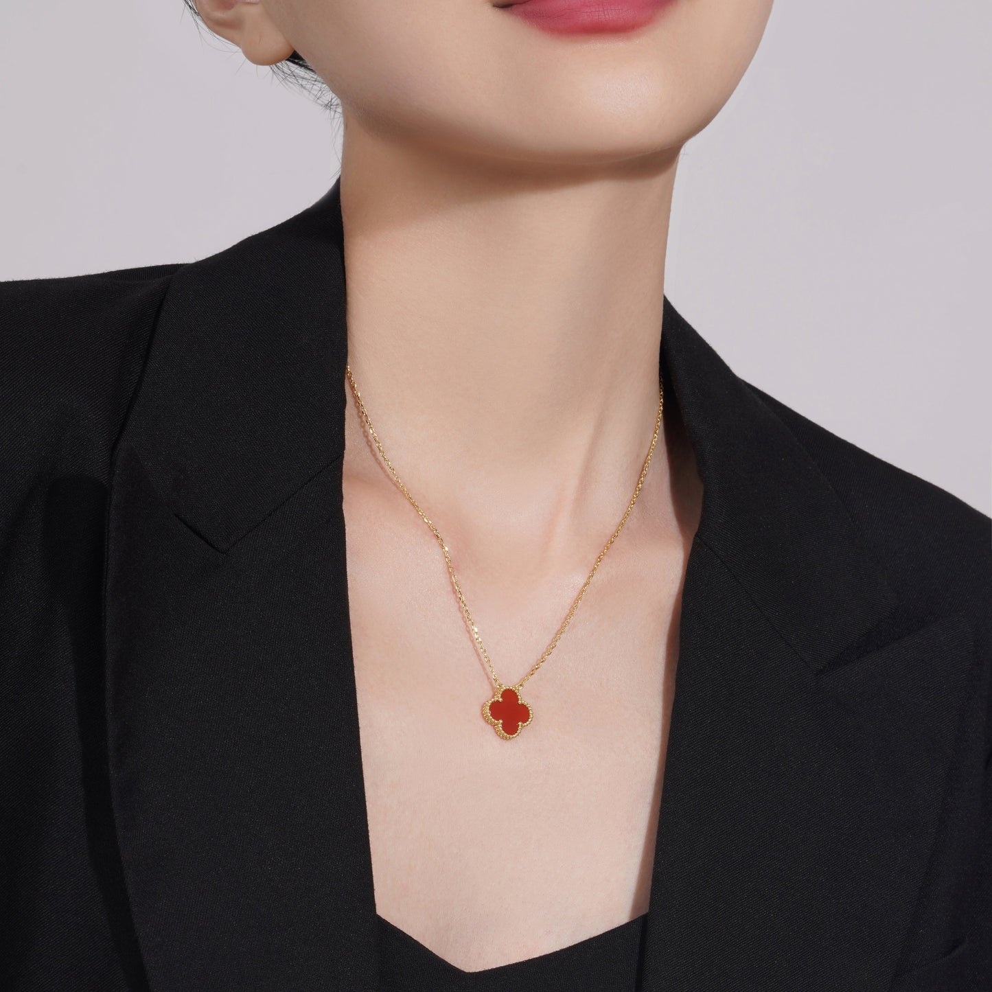Luxury Gold Plated Silver Clover Pendant Necklace