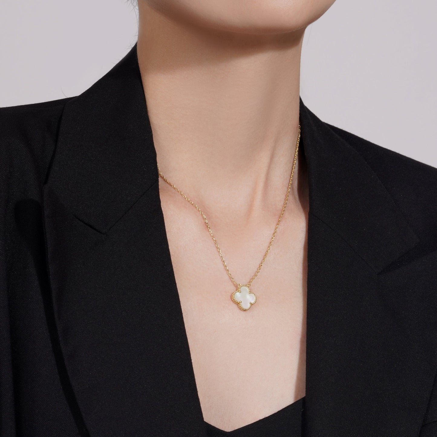 Luxury Gold Plated Silver Clover Pendant Necklace