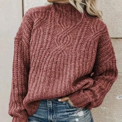Soft Women's Cable Knit Crew Neck Sweater