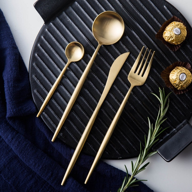 Minimalist Matte Gold Flatware Set