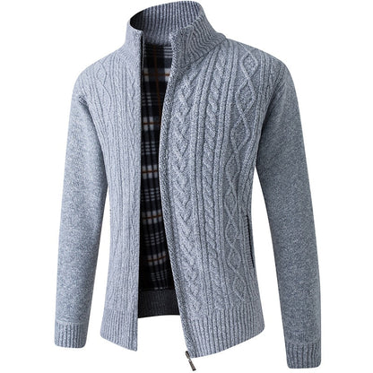 Cozy Mens Zip Up Crew Neck Sweater
