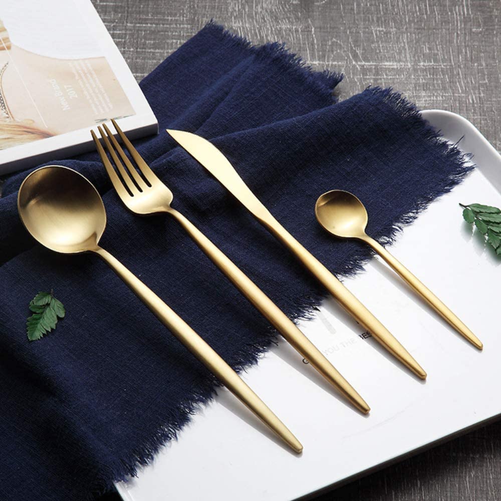 Minimalist Matte Gold Flatware Set
