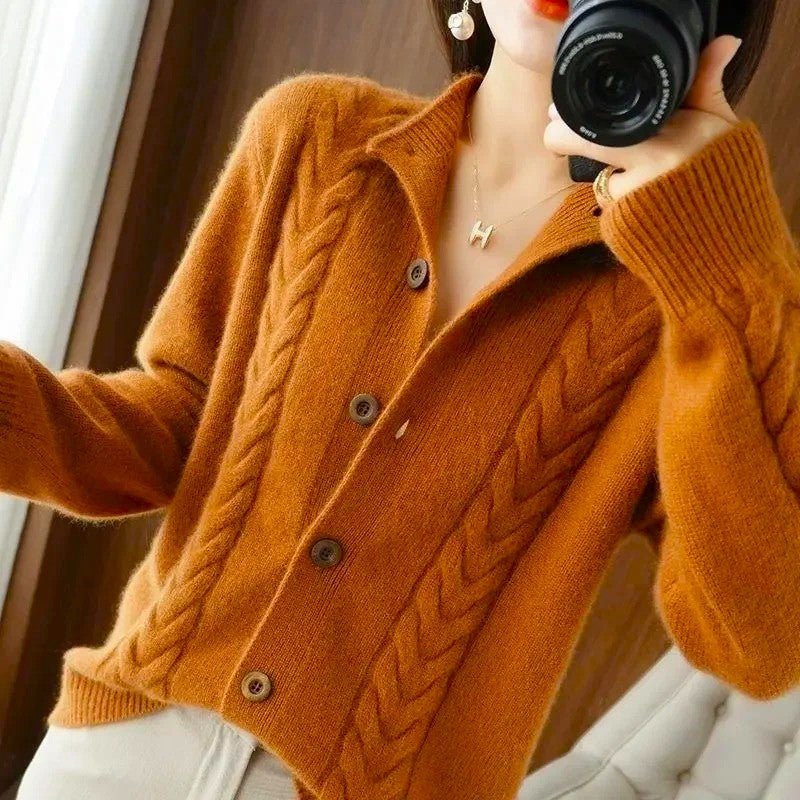 Soft Cable Knit Cardigan Sweater - Nocini
