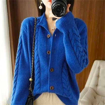 Soft Cable Knit Cardigan Sweater