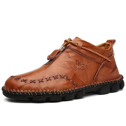 Soft Leather Men's Ankle Boots - Waterproof and Grip Soles