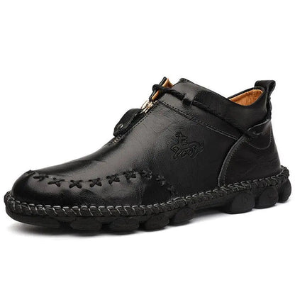 Soft Leather Men's Ankle Boots - Waterproof and Grip Soles