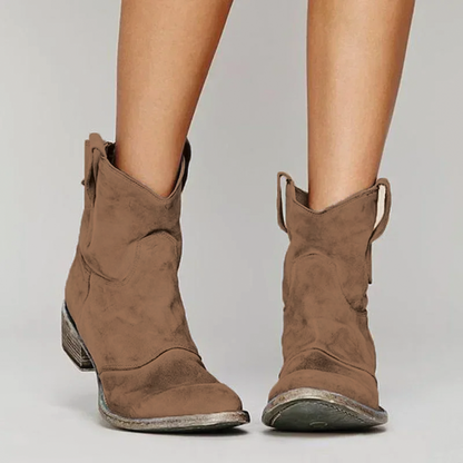 Cowboy Style Low Heel Ankle Boots - Nocini