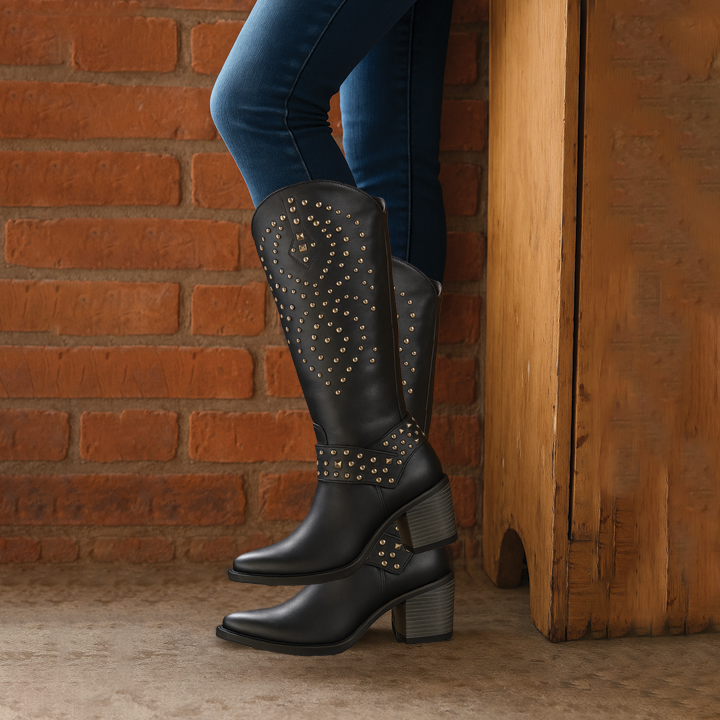 Cowboy Style Tall Riding Boots