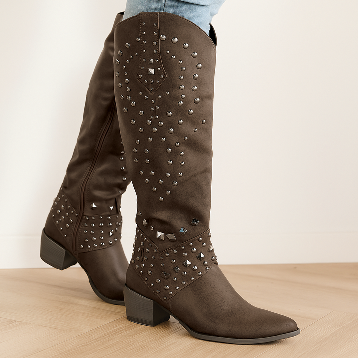 Fashionable Cowboy Mid Calf Leather Boots - Nocini