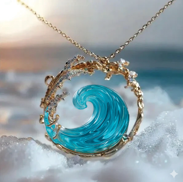 Trendy Ocean Wave Pendant Necklace - Nocini