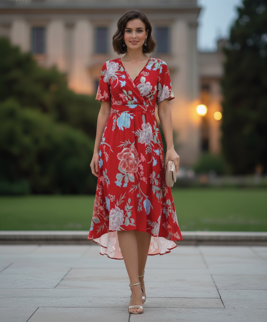 Comfortable Fit Floral Midi Dress