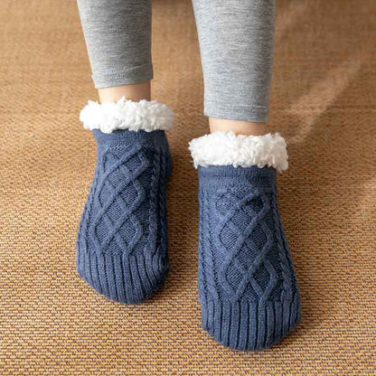 Warm Fuzzy Cable Knit Slipper Socks