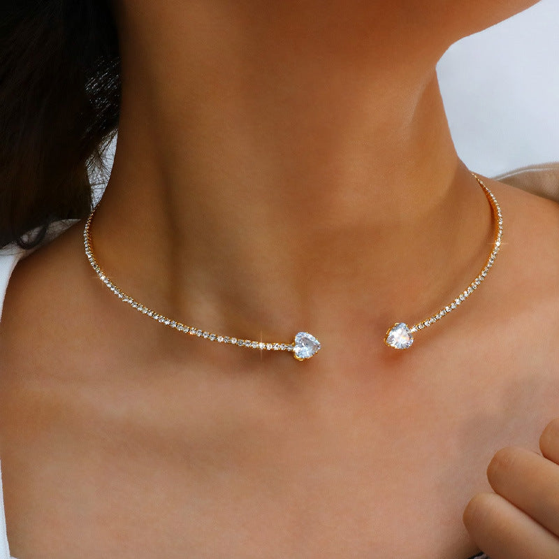 Sparkly Heart Choker Necklace - Nocini