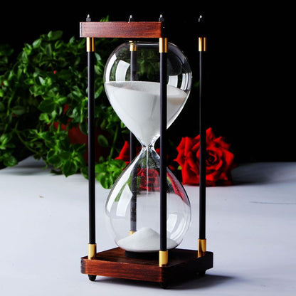 Elegant Wooden Hourglass Timer With Gold Details