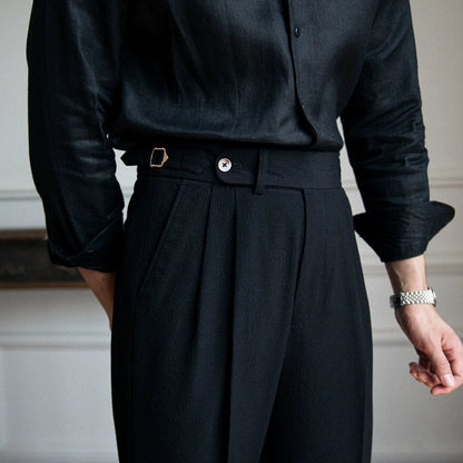 Men's Slim Fit High Waist Dress Trousers