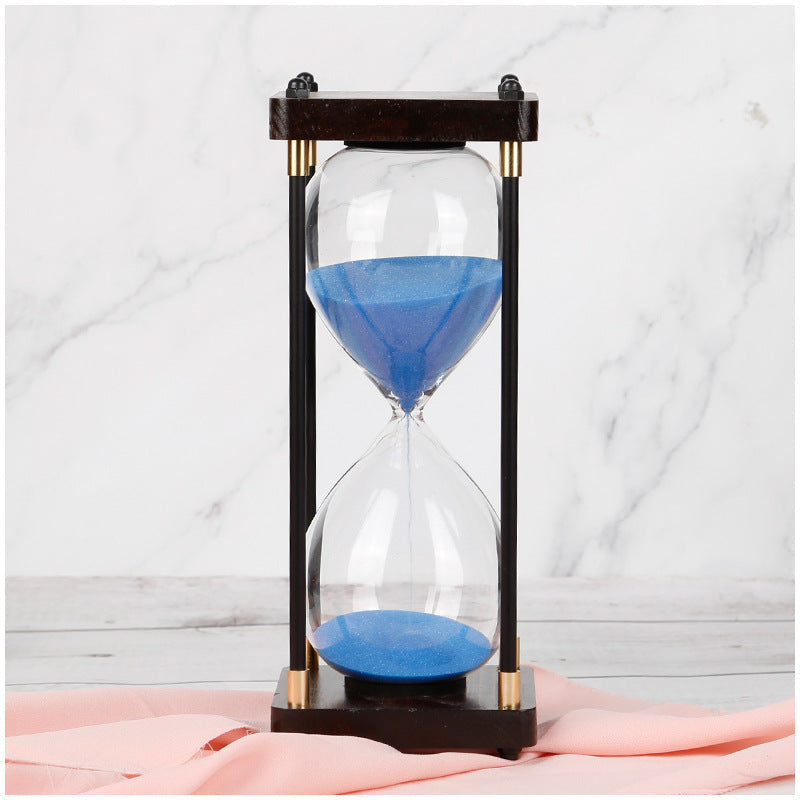 Elegant Wooden Hourglass Timer With Gold Details