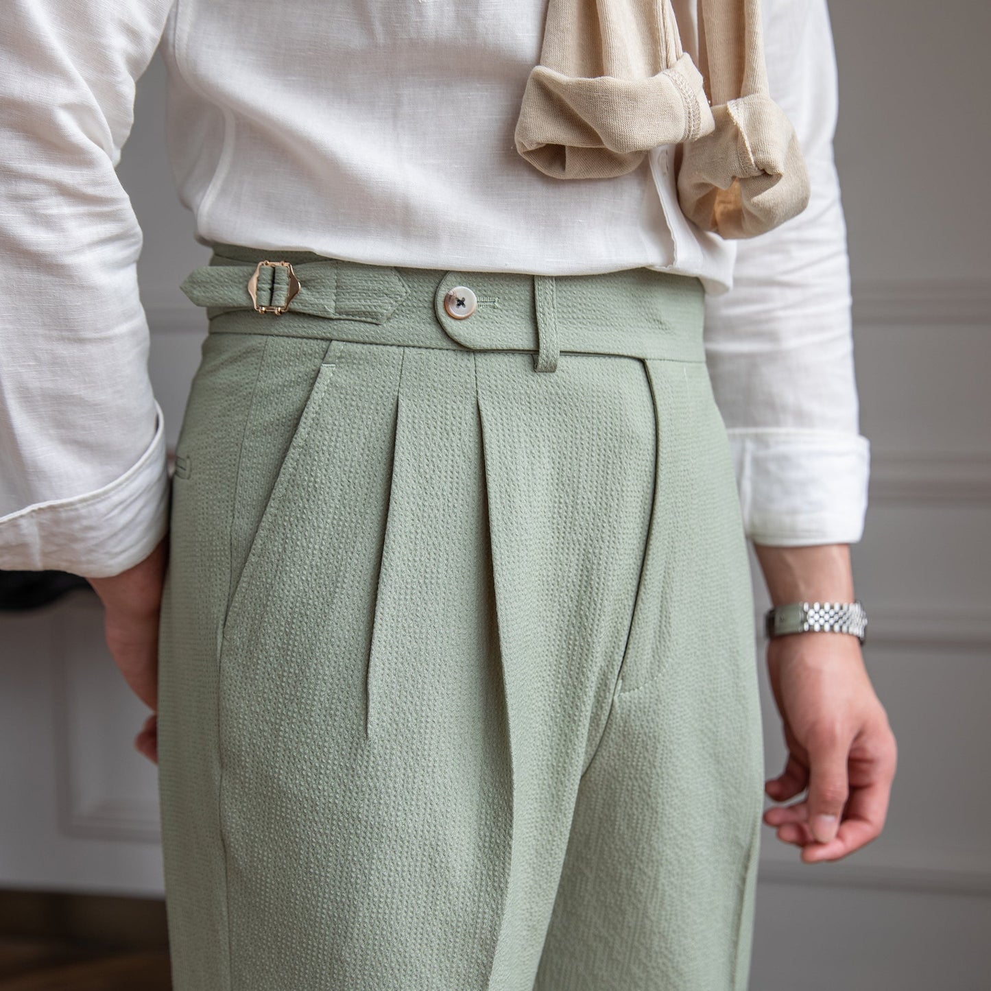 Men's Slim Fit High Waist Dress Trousers