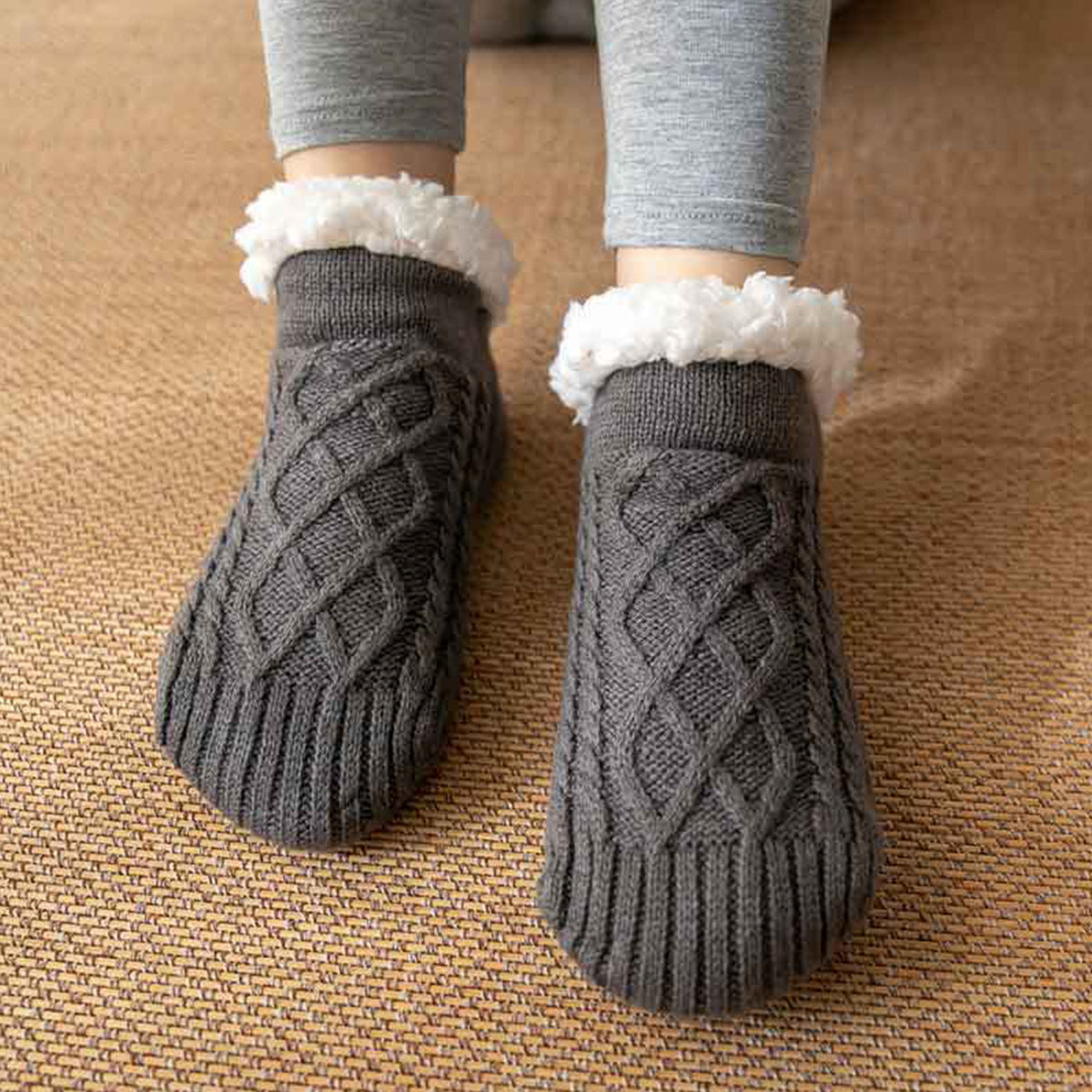 Cozy Cable Knit Fleece Socks - Nocini