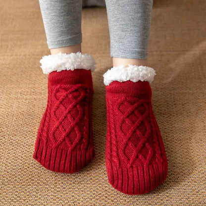 Warm Fuzzy Cable Knit Slipper Socks