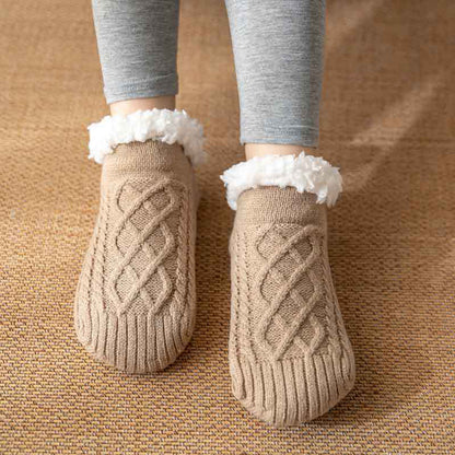 Warm Fuzzy Cable Knit Slipper Socks
