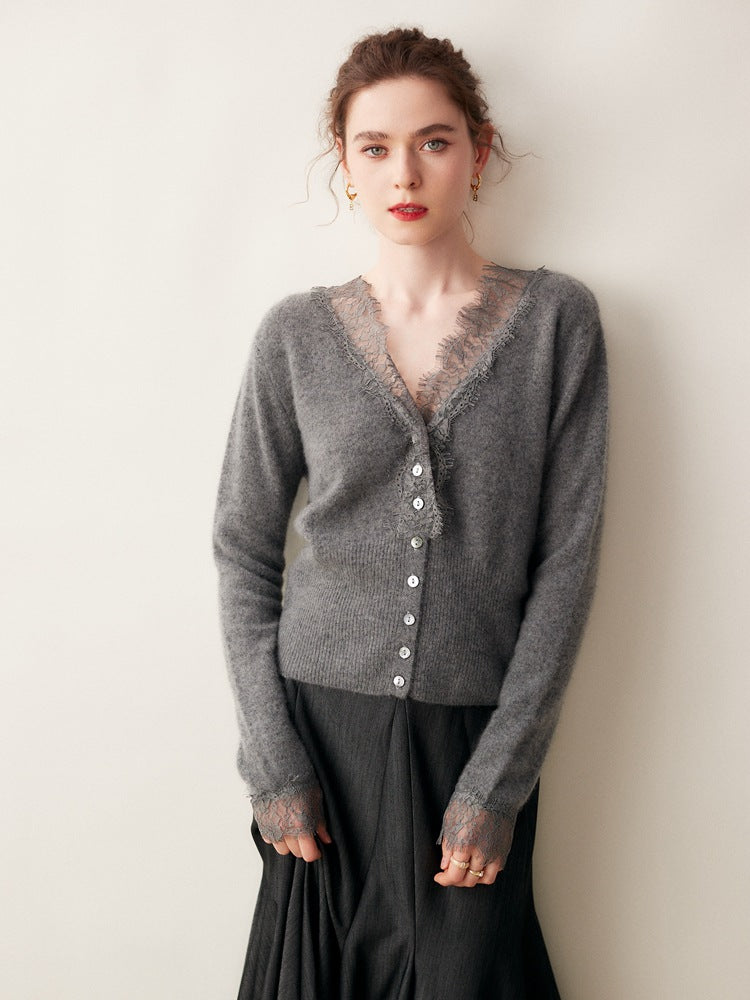 Feminine Lace Cardigan with Button Front