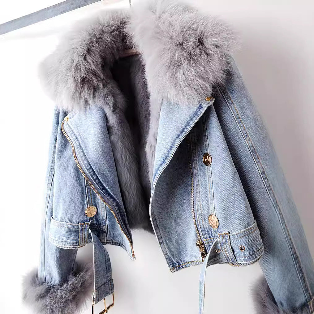 Luxury Fur Lined Leather Biker Jacket