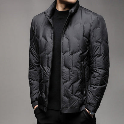Warm Quilted Puffer Coat For Men Hip Length
