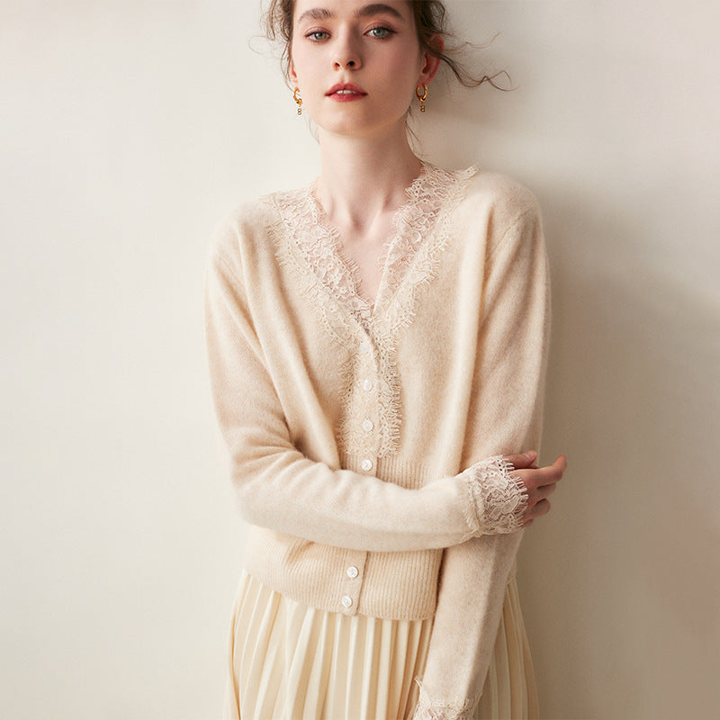 Feminine Lace Cardigan with Button Front