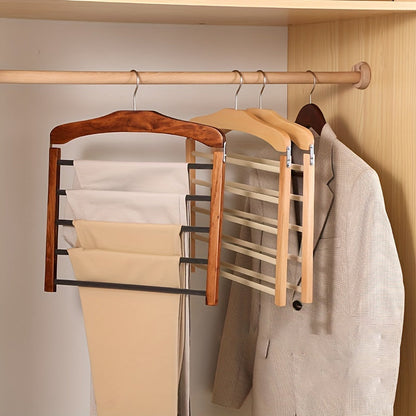 Contemporary Walnut Wood Multi-Bar Pant Hanger