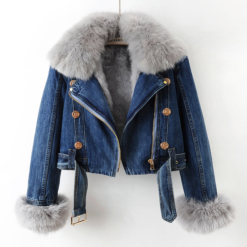 Fashionable Short Blue Jean Jacket - Nocini